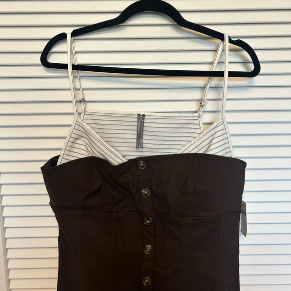 Anthropologie Brown Button-Up Corset Top - Picture 4 of 8